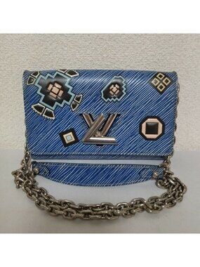 Louis Vuitton Epi Denim Portefeuille Twisted Chain Shoulder Bag